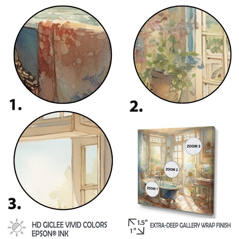 Designart "Elegant Bathroom Retreat I" Bathroom Floral Wall Art For